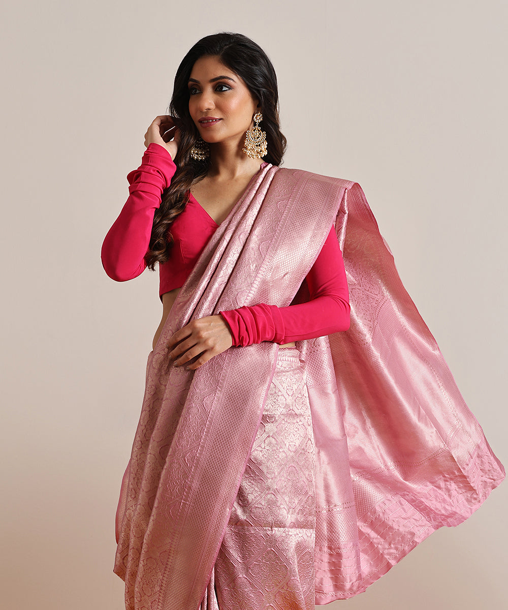 Handloom_Pink_Pure_Katan_Silk_Kimkhab_Banarasi_Saree_With_Zari_WeaverStory_01