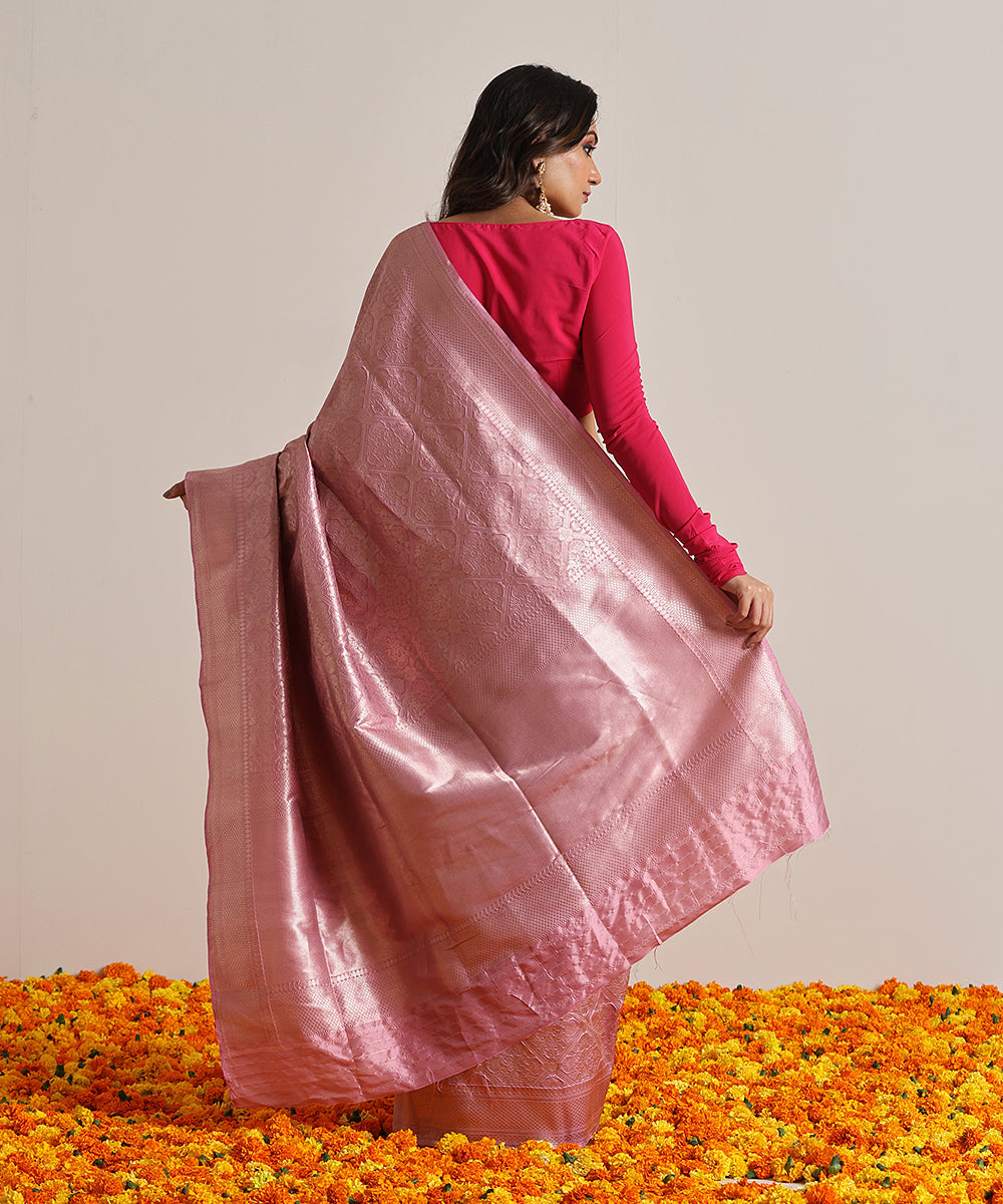Handloom_Pink_Pure_Katan_Silk_Kimkhab_Banarasi_Saree_With_Zari_WeaverStory_03