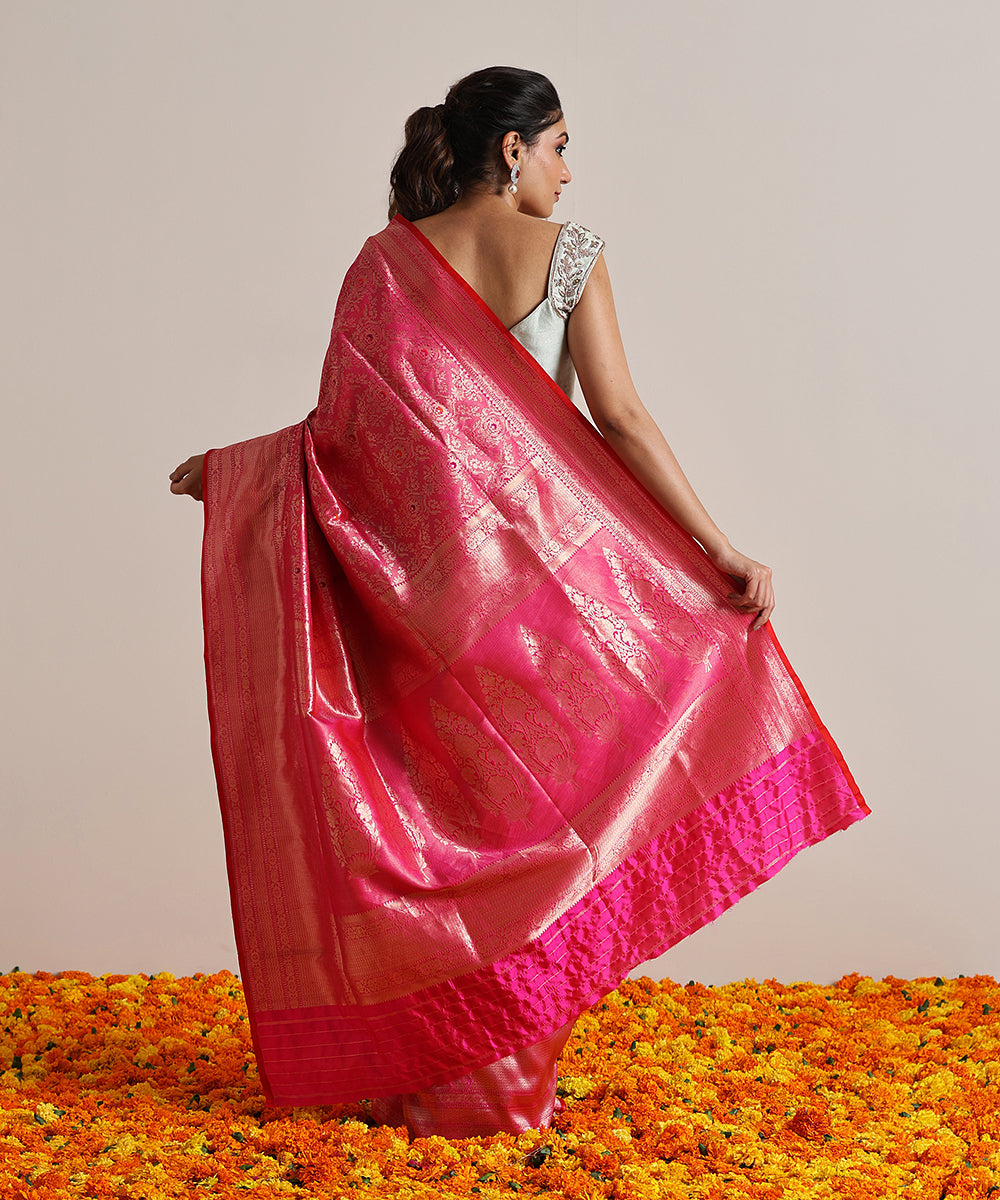 Handloom_Pink_Pure_Katan_Silk_Kimkhab_Banarasi_Saree_And_Gold_Zari_WeaverStory_03