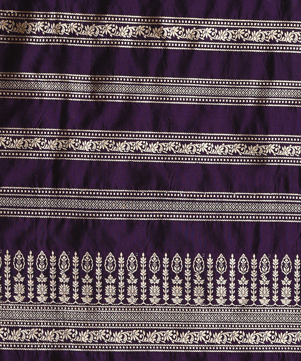 Handloom_Yellow_And_Pink_Dual_Tone_Banarasi_Saree_With_Open_Zari_Border_And_Purple_Blouse_WeaverStory_05