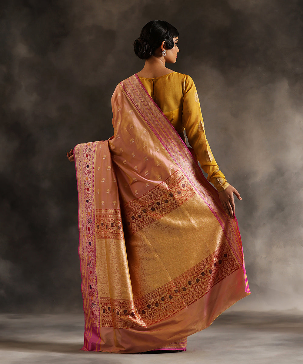 Handloom_Old_Rose_Pink_Pure_Katan_Silk_Banarasi_Saree_With_Pink_Meenakari_Floral_Border_WeaverStory_03