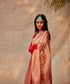 Handloom_Peach_Pure_Tissue_Silk_Banarasi_Saree_With_Red_Kadhwa_Border_WeaverStory_01
