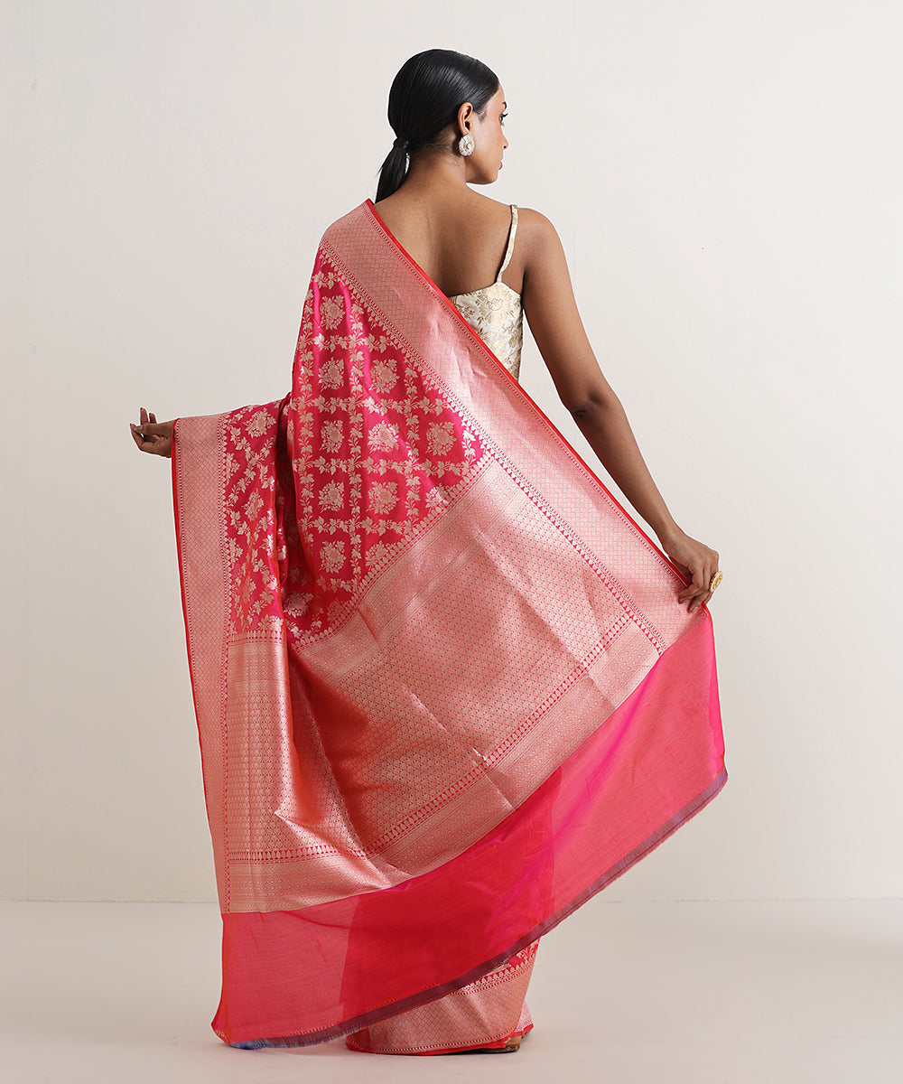 Handloom_Hot_Pink_Double_Shade_Pure_Katan_Silk_Saree_With_Cutwork_Weave_WeaverStory_03