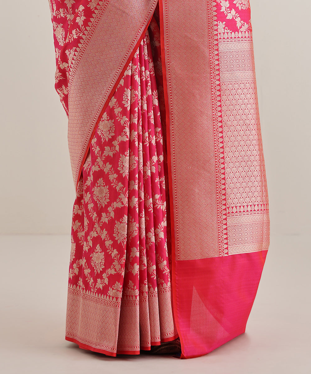 Handloom_Hot_Pink_Double_Shade_Pure_Katan_Silk_Saree_With_Cutwork_Weave_WeaverStory_04
