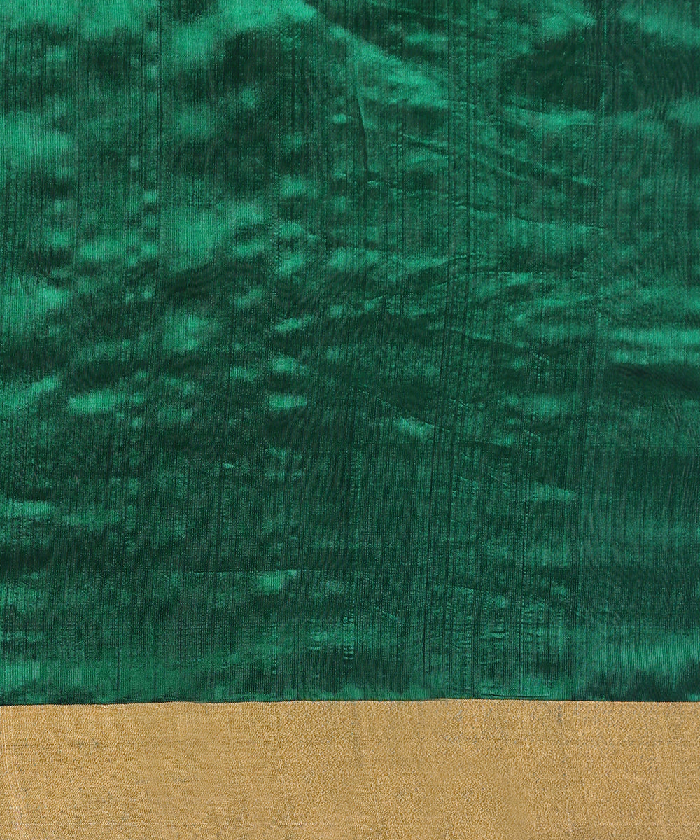 Bottle_Green_Handloom_Pure_Chanderi_Silk_Saree_With_Round_Small_Booti_WeaverStory_05