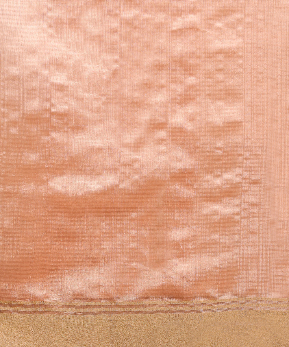 Handloom_Peach_Pure_Chanderi_Silk_Saree_With_Meena_Zari_Booti_WeaverStory_05