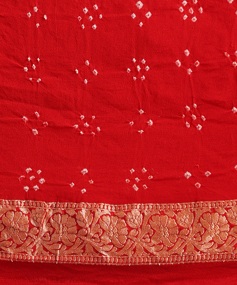 Handloom_Red_Pure_Georgette_Banarasi_Bandhej_Saree_With_All_Over_Cutwork_Jaal_WeaverStory_05