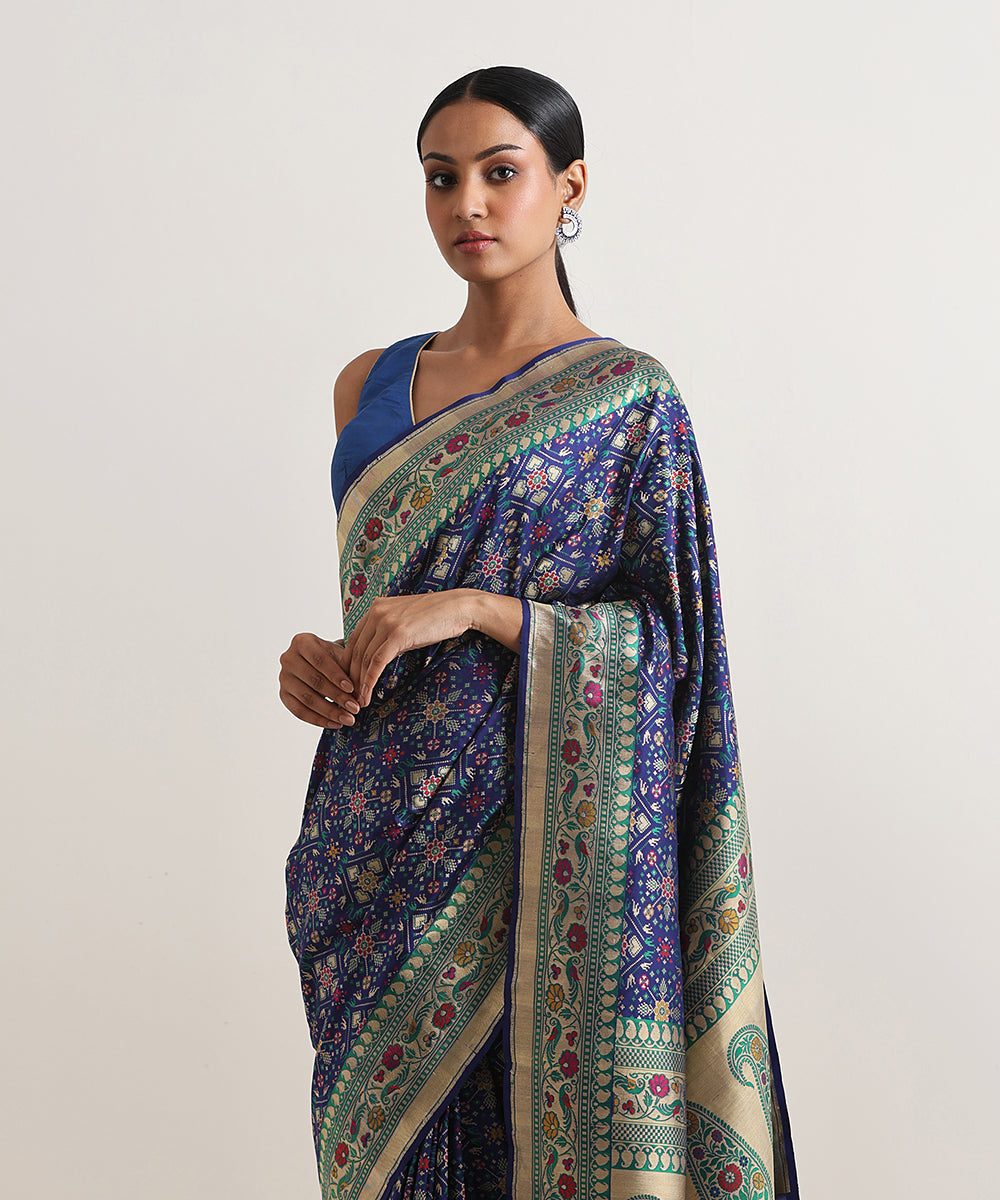 Handloom_Navy_Blue_Pure_Katan_Silk_Banarasi_Patola_Saree_With_Meenakari_Border_WeaverStory_01