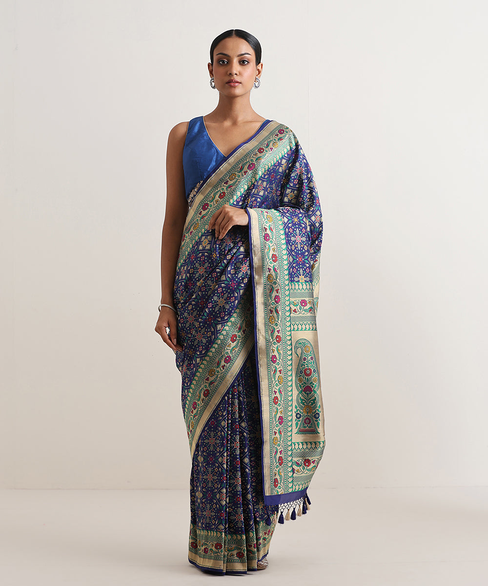Handloom_Navy_Blue_Pure_Katan_Silk_Banarasi_Patola_Saree_With_Meenakari_Border_WeaverStory_02
