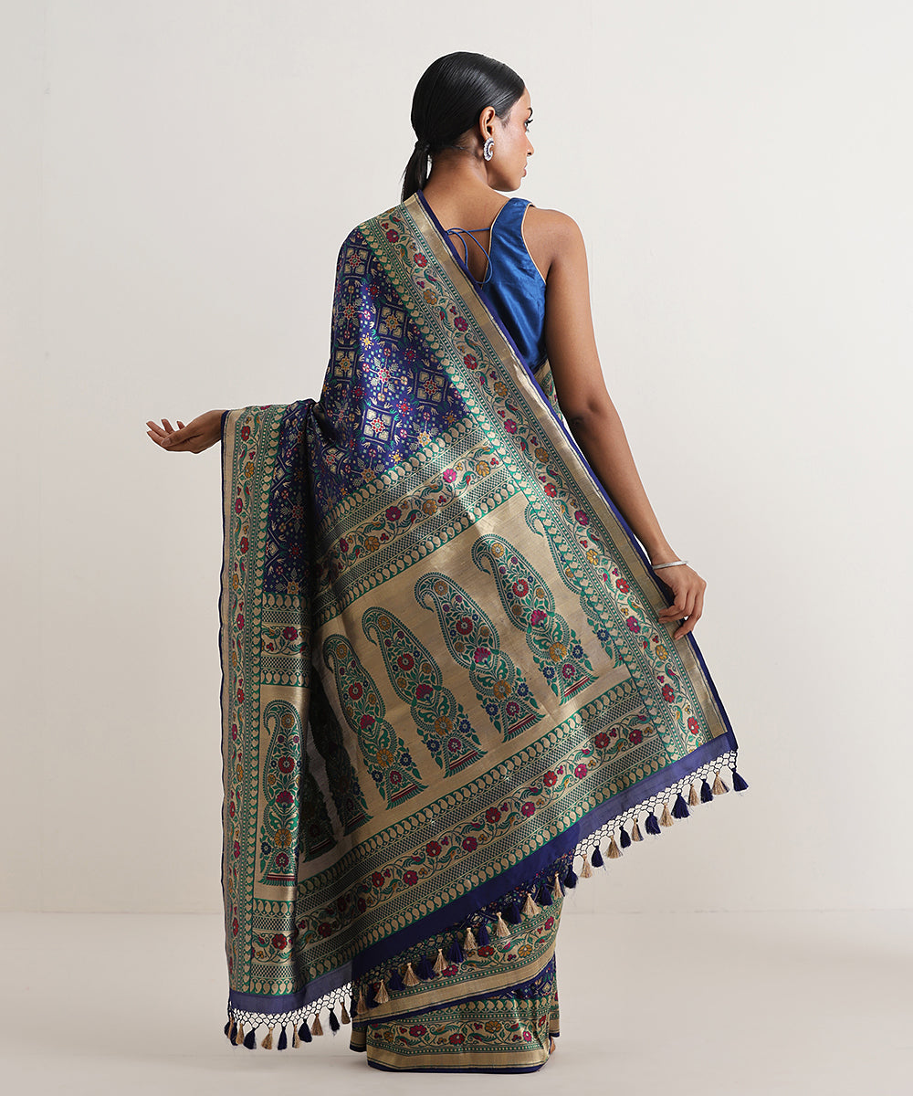 Handloom_Navy_Blue_Pure_Katan_Silk_Banarasi_Patola_Saree_With_Meenakari_Border_WeaverStory_03
