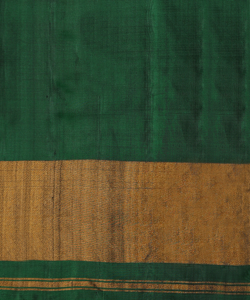 Dark_Green_Handloom_Pure_Mulberry_Silk_Single_Ikat_Patola_Saree_With_Mustard_TissueBorder_WeaverStory_05