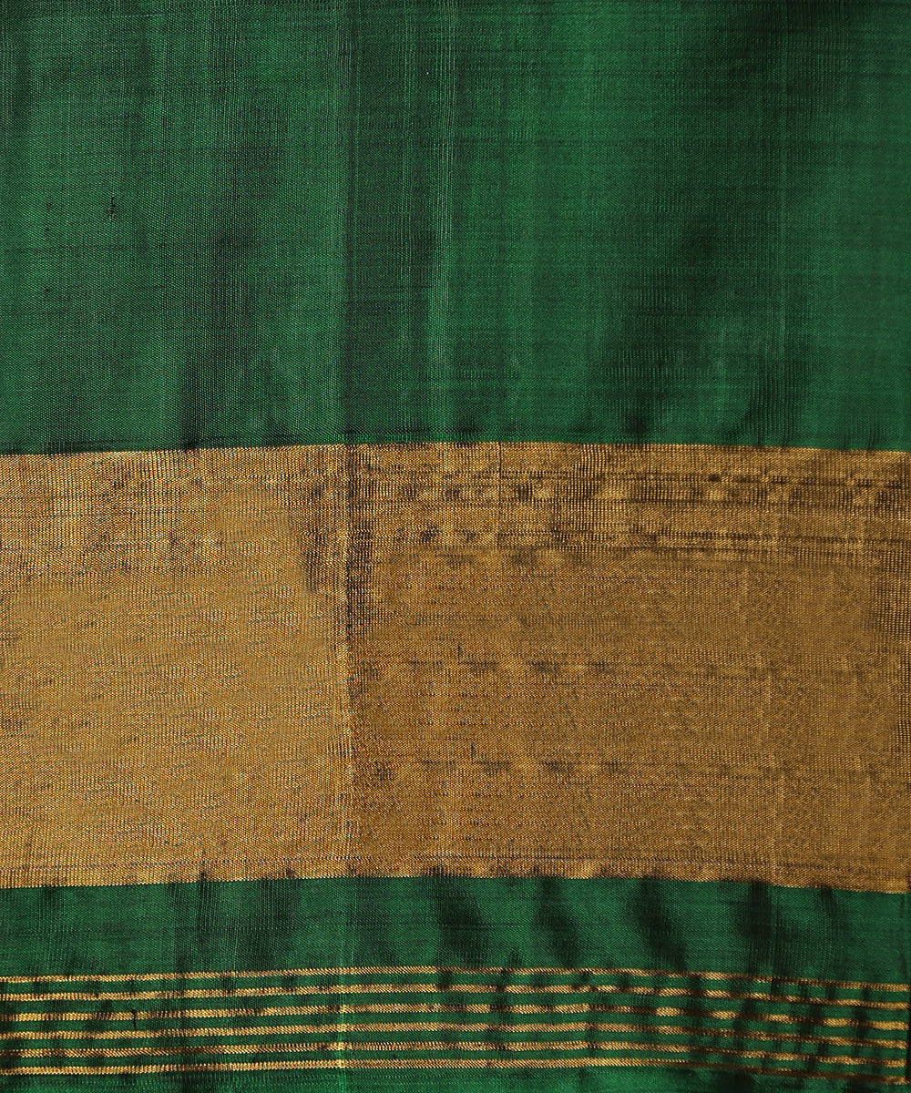 HandloomMustard_And_Green_Pure_Mulberry_Silk_Single_Ikat_Patola_Saree_With_TissueBorder_WeaverStory_05