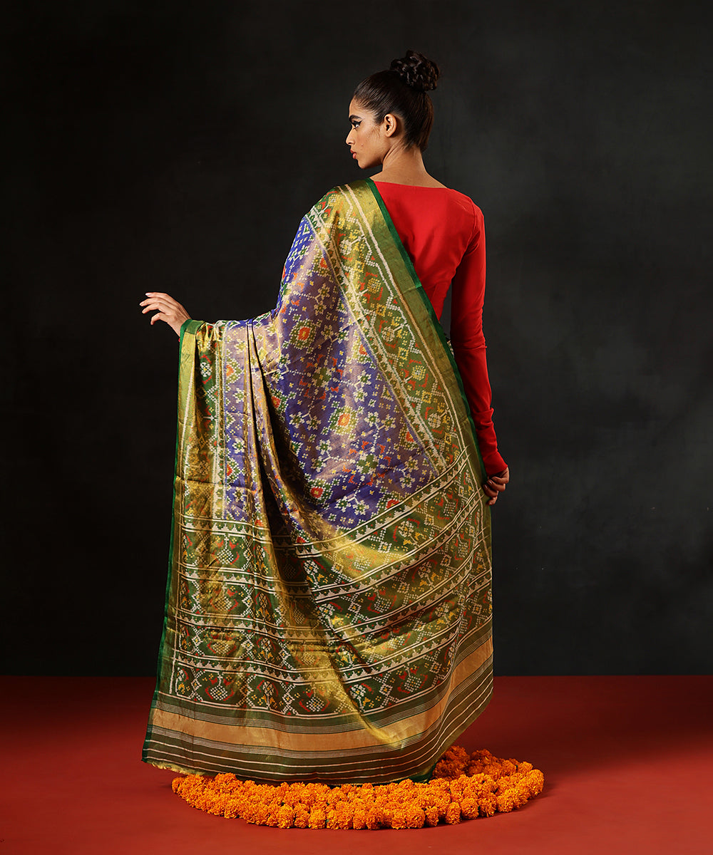 Handloom_Blue_And_Green_Tissue_Silk_Single_Ikat_Patola_Saree_WeaverStory_03