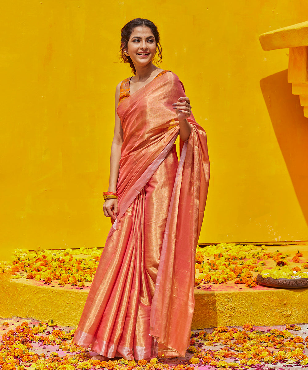 Handloom_Blue_Tissue_Silk_Chanderi_Saree_With_Eknaliya_Weave_WeaverStory_02