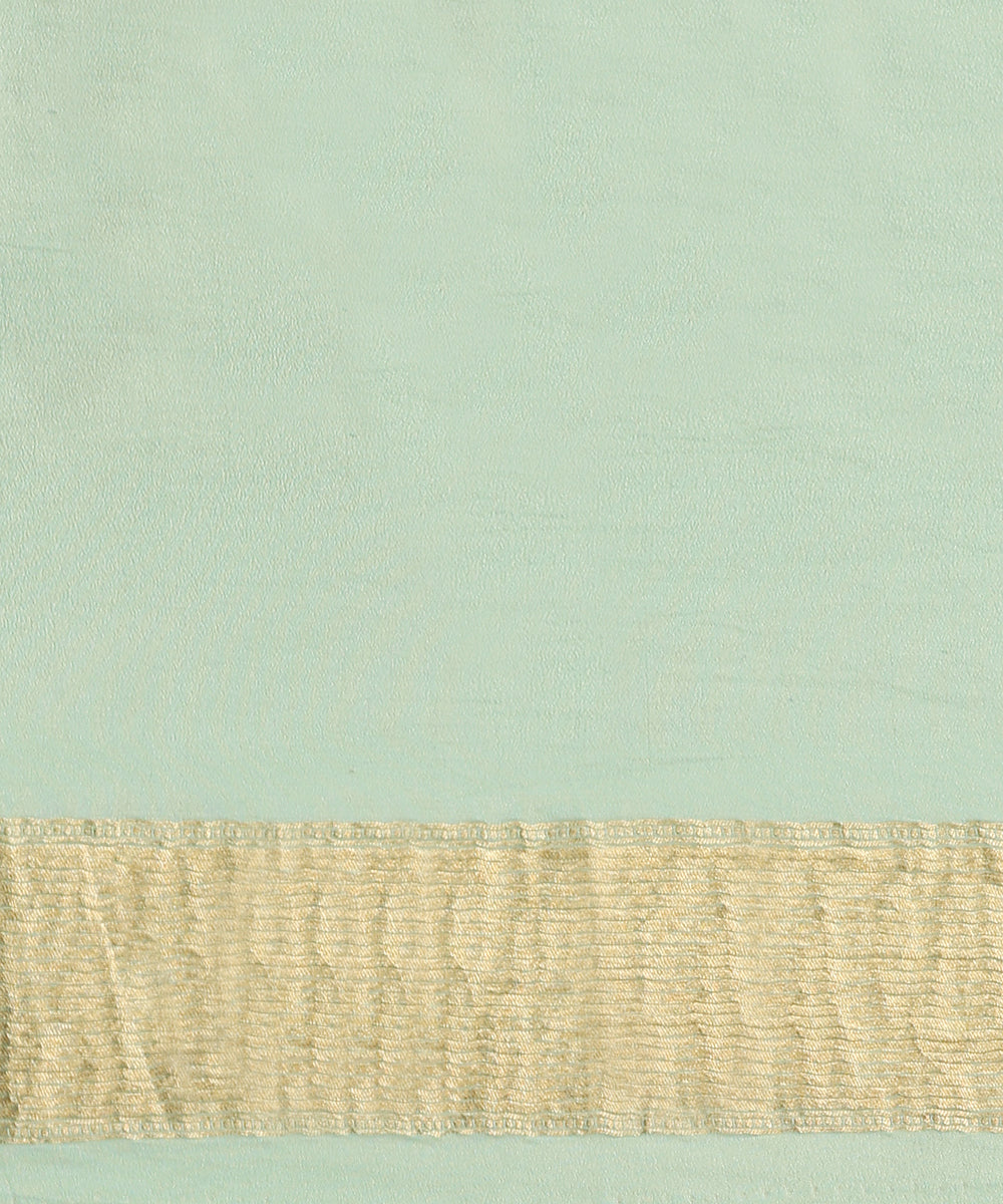 Light_Mint_Green_Handloom_Pure_Georgette_Banarasi_Saree_With_Horizontal_Resham_Stripes_WeaverStory_05