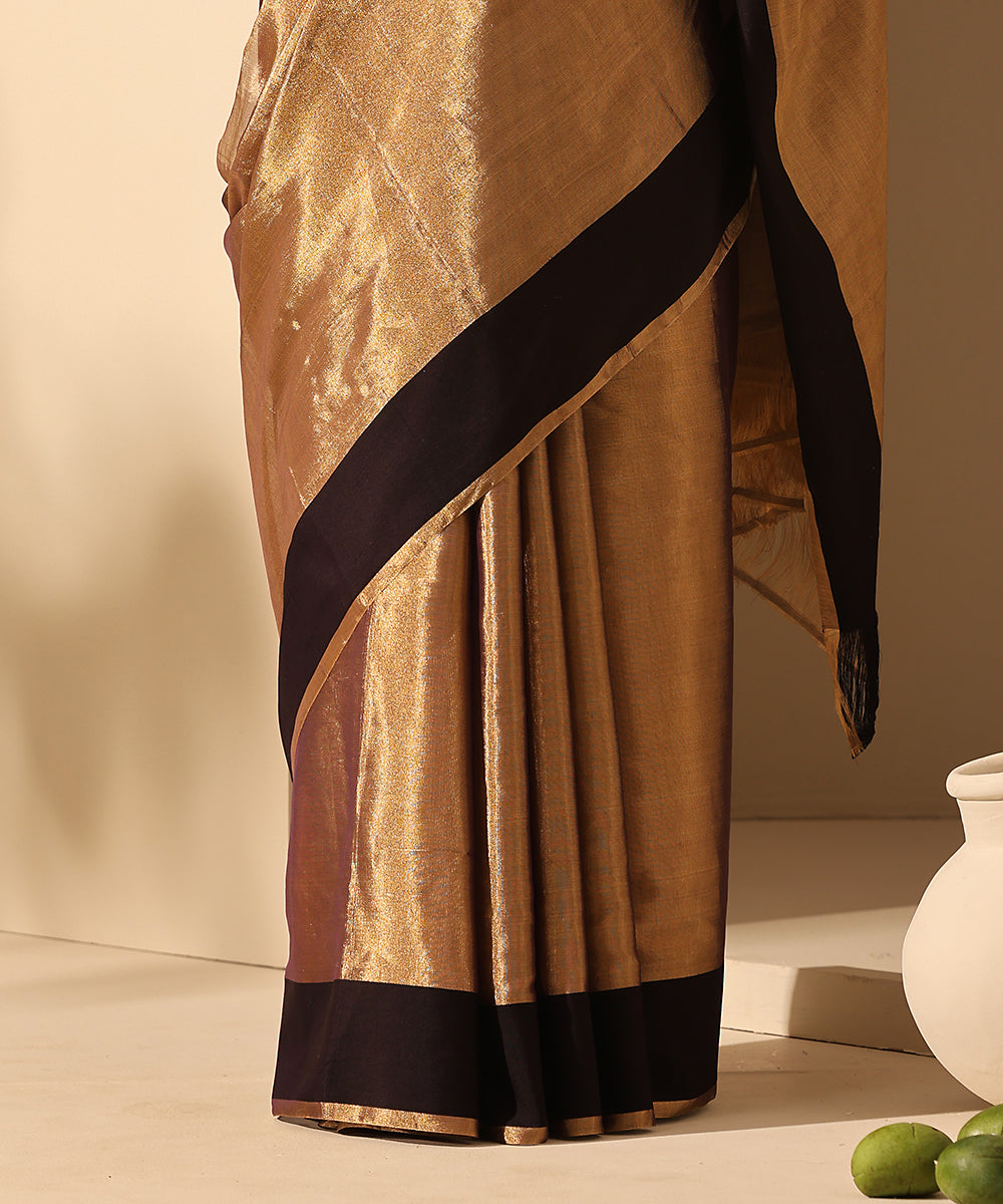 Handloom_Gold_Chanderi_Tissue_Silk_Saree_With_Black_4_Inch_Border_WeaverStory_04