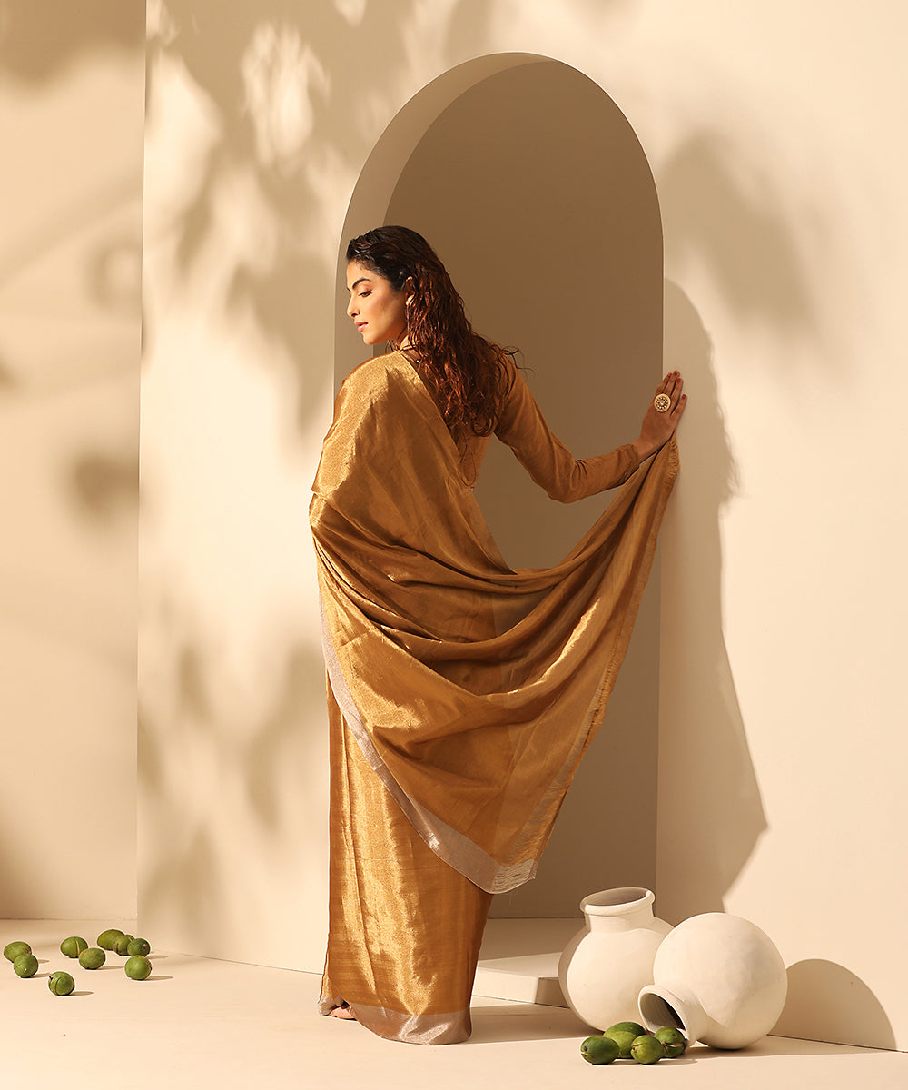 Handloom_Gold_Chanderi_Tissue_Silk_Saree_With_Grey_Border_WeaverStory_03