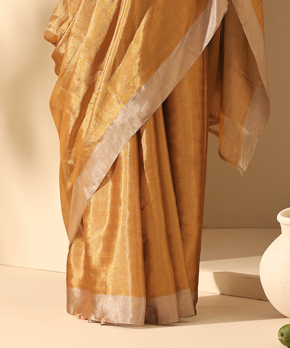 Handloom_Gold_Chanderi_Tissue_Silk_Saree_With_Grey_Border_WeaverStory_04