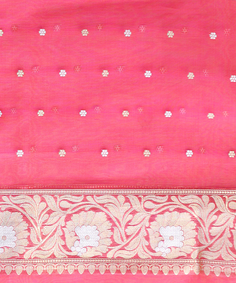 Neon_Pink_Handloom_Pure_Organza_Banarasi_Saree_With_All_Over_Sona_Rupa_Booti_WeaverStory_05