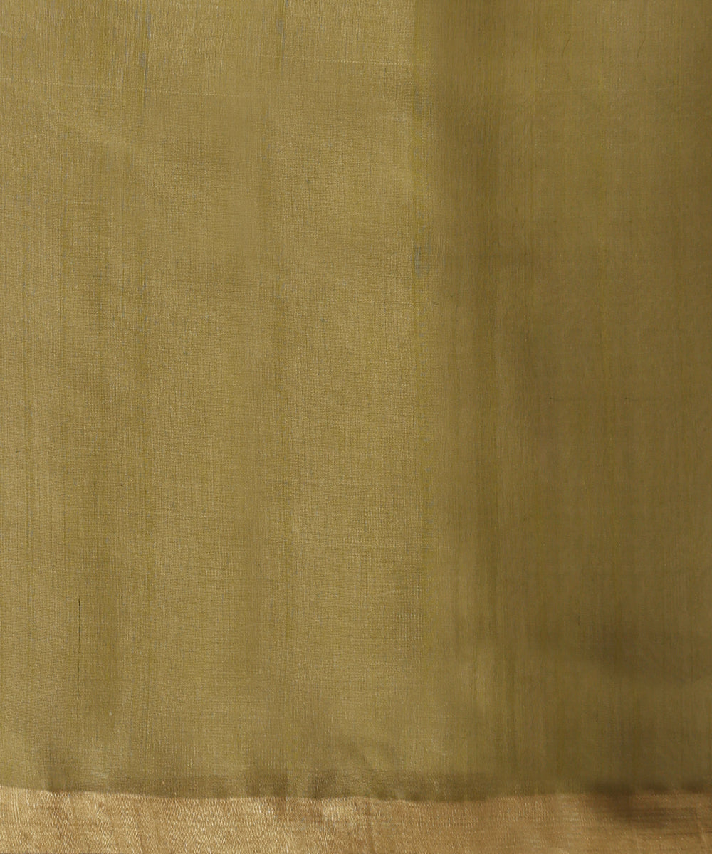 Handloom_Green_Pure_Kora_Silk_Muslin_Dhakai_Jamdani_Saree_With_White_Leaves_WeaverStory_06