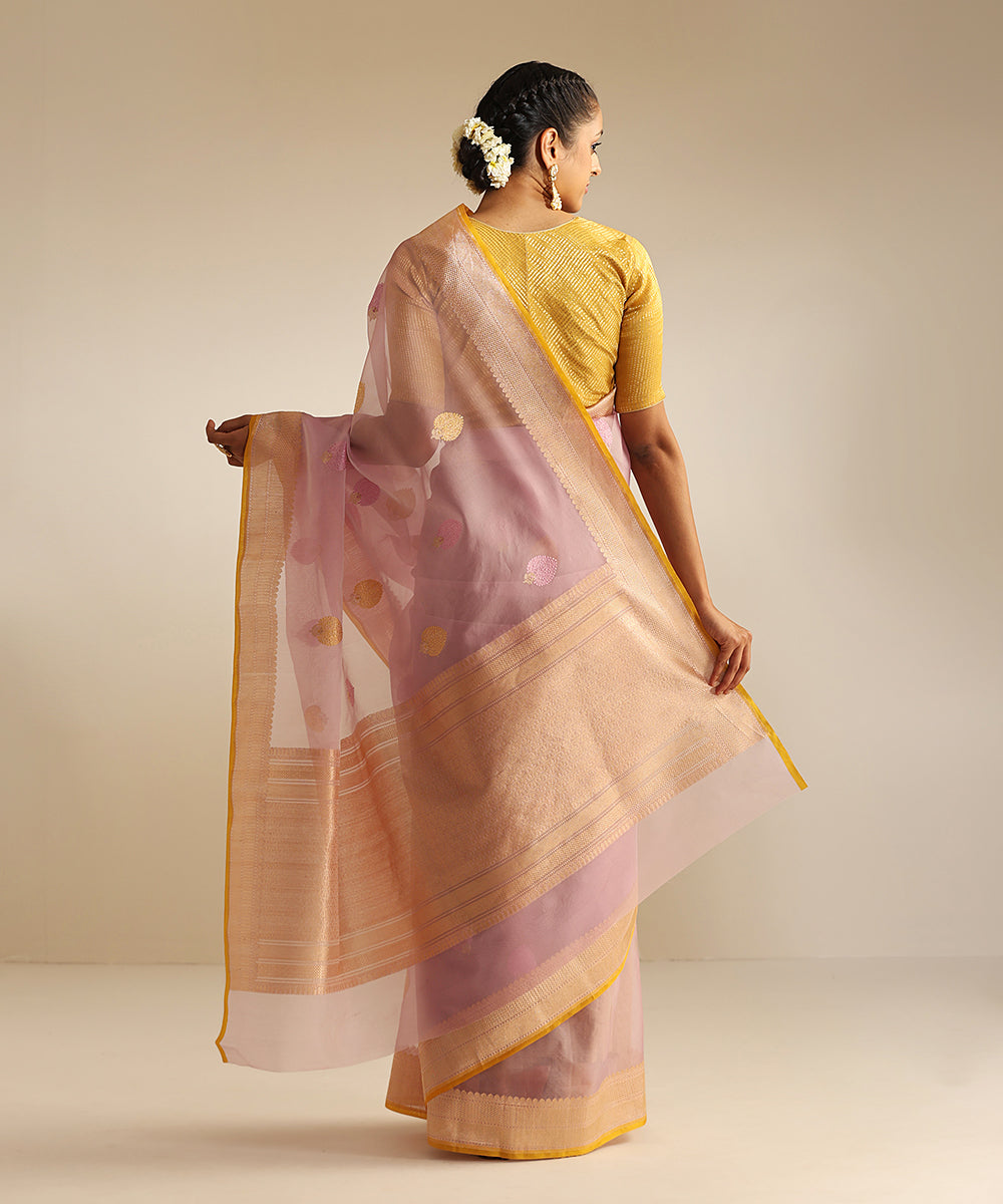 Lavender_Handloom_Pure_Kora_Silk_Banarasi_Saree_With_Kadhwa_Booti_And_Border_WeaverStory_03