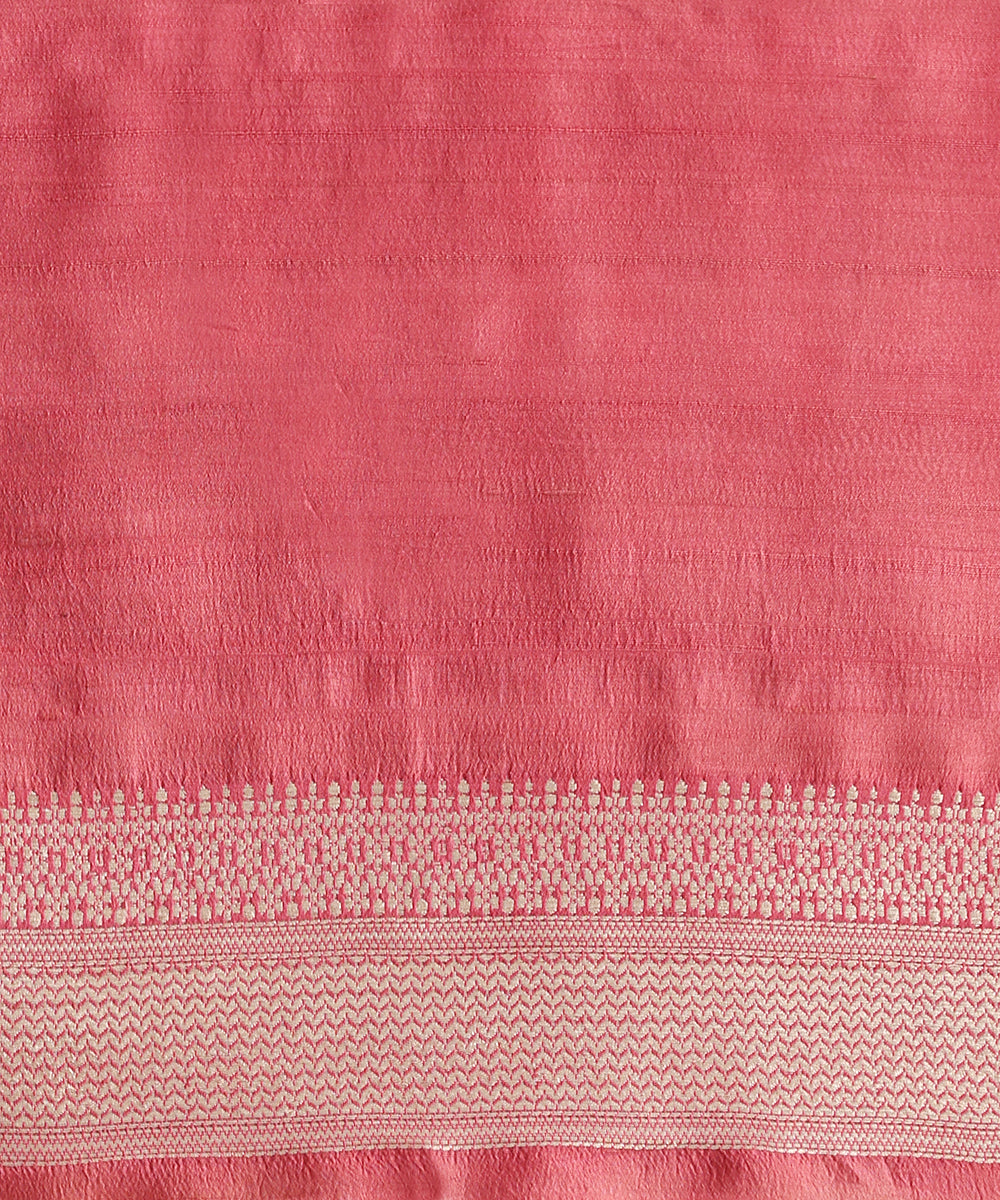 Handloom_Peach_Pure_Tussar_Georgette_Banarasi_Saree_With_Multi_Color_Meena_Booti_WeaverStory_05