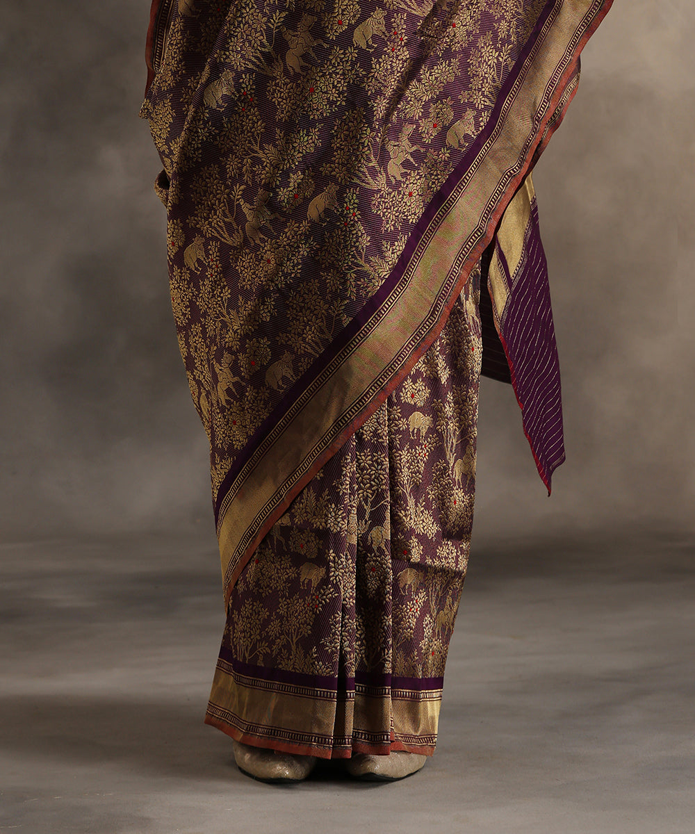 Handloom_Purple_Pure_Katan_Silk_Shikargah_Banarasi_Saree_WeaverStory_04
