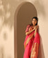 Hot_Pink_Handloom_Pure_Plain_Chanderi_Saree_With_6_Inches_Border_WeaverStory_01