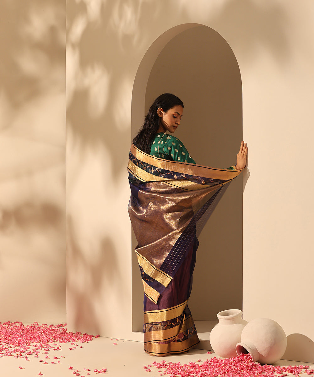 Navy_Blue_Handloom_Pure_Plain_Kora_Silk_Saree_With_6_Inches_Border_WeaverStory_03