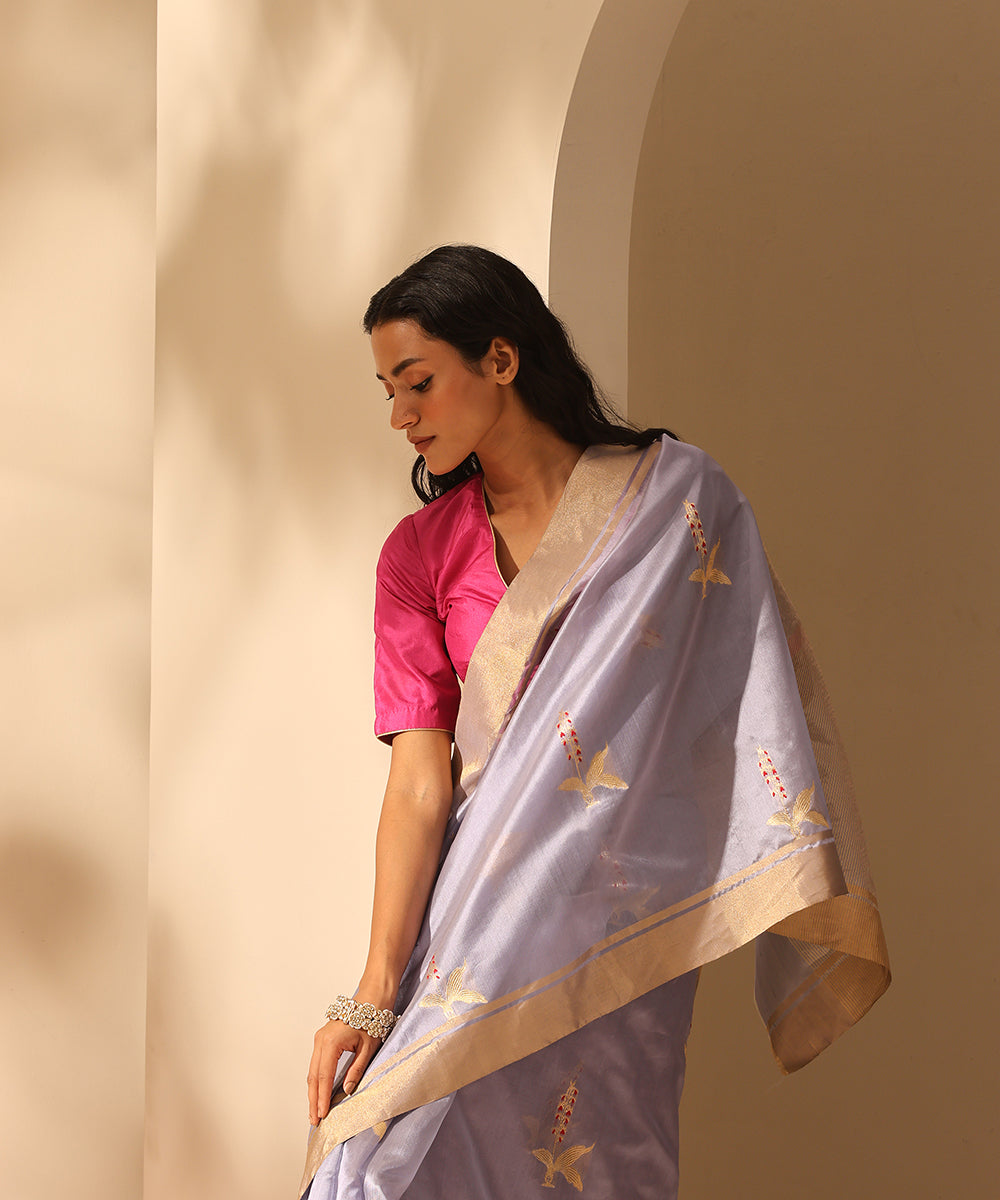 Florentine_Blue_Handloom_Pure_Chanderi_Silk_Saree_With_Golden_Zari_And_Meena_Booti_WeaverStory_01