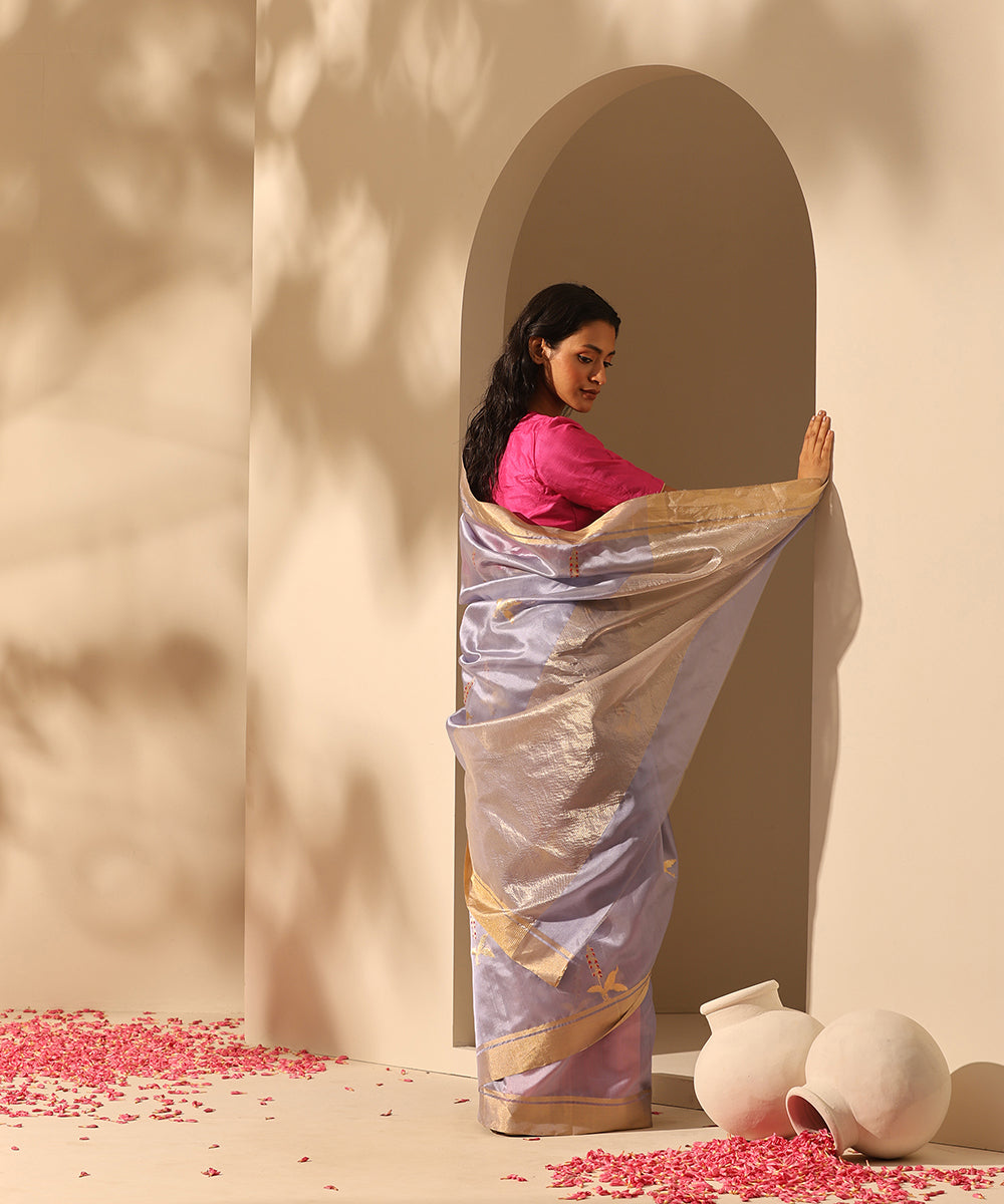 Florentine_Blue_Handloom_Pure_Chanderi_Silk_Saree_With_Golden_Zari_And_Meena_Booti_WeaverStory_03