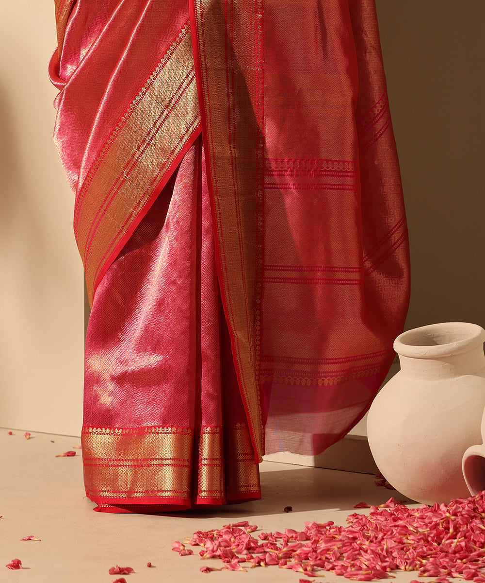 Handloom_Rani_Pink_Pure_Chanderi_Silk_Kimkhab_Saree_With_All_Over_Zari_Work_WeaverStory_04