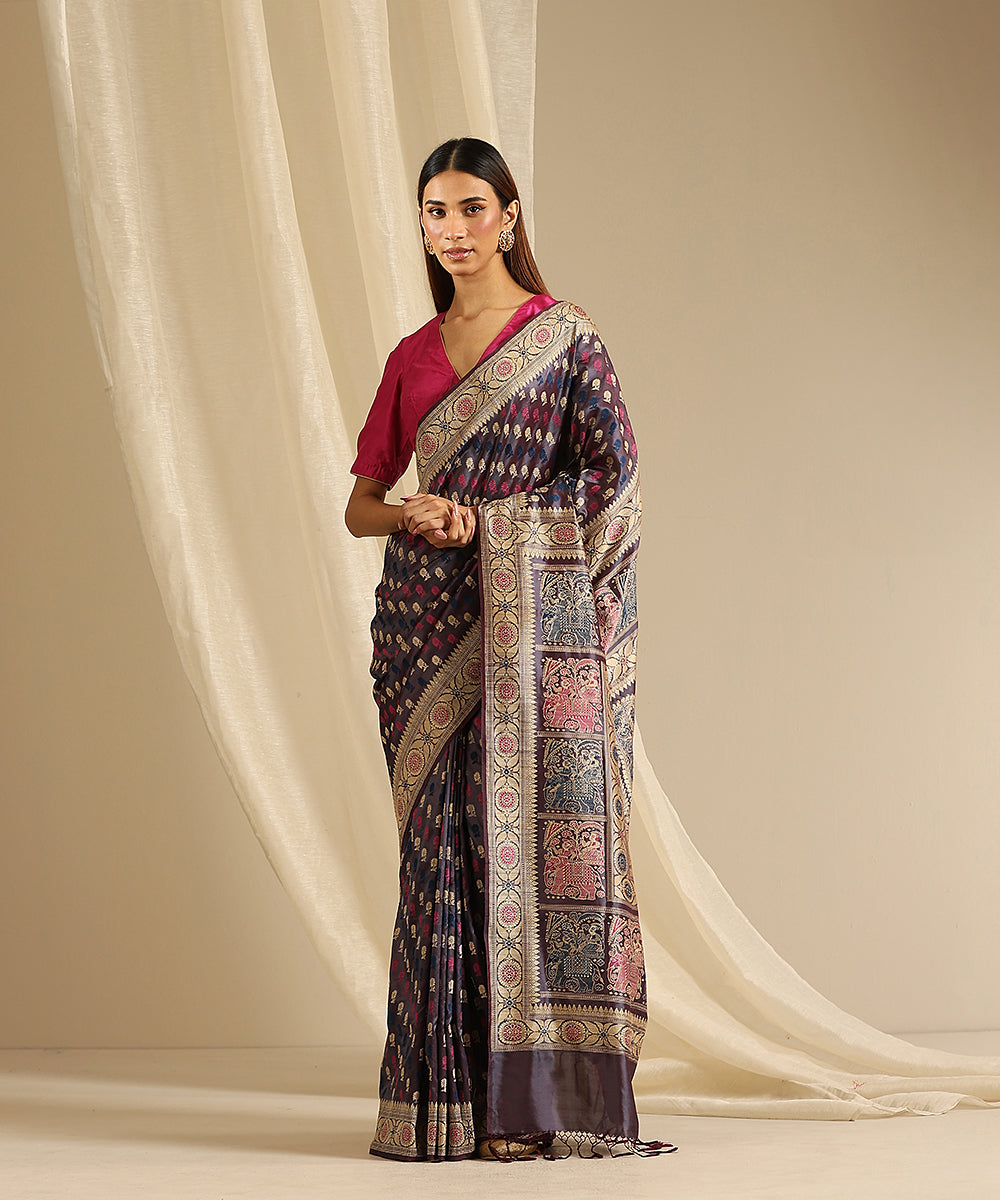 Pastel_Grey_Handloom_Pure_Malda_Silk_Banarasi_Baluchari_Saree_With_Elephant_Pallu_WeaverStory_02