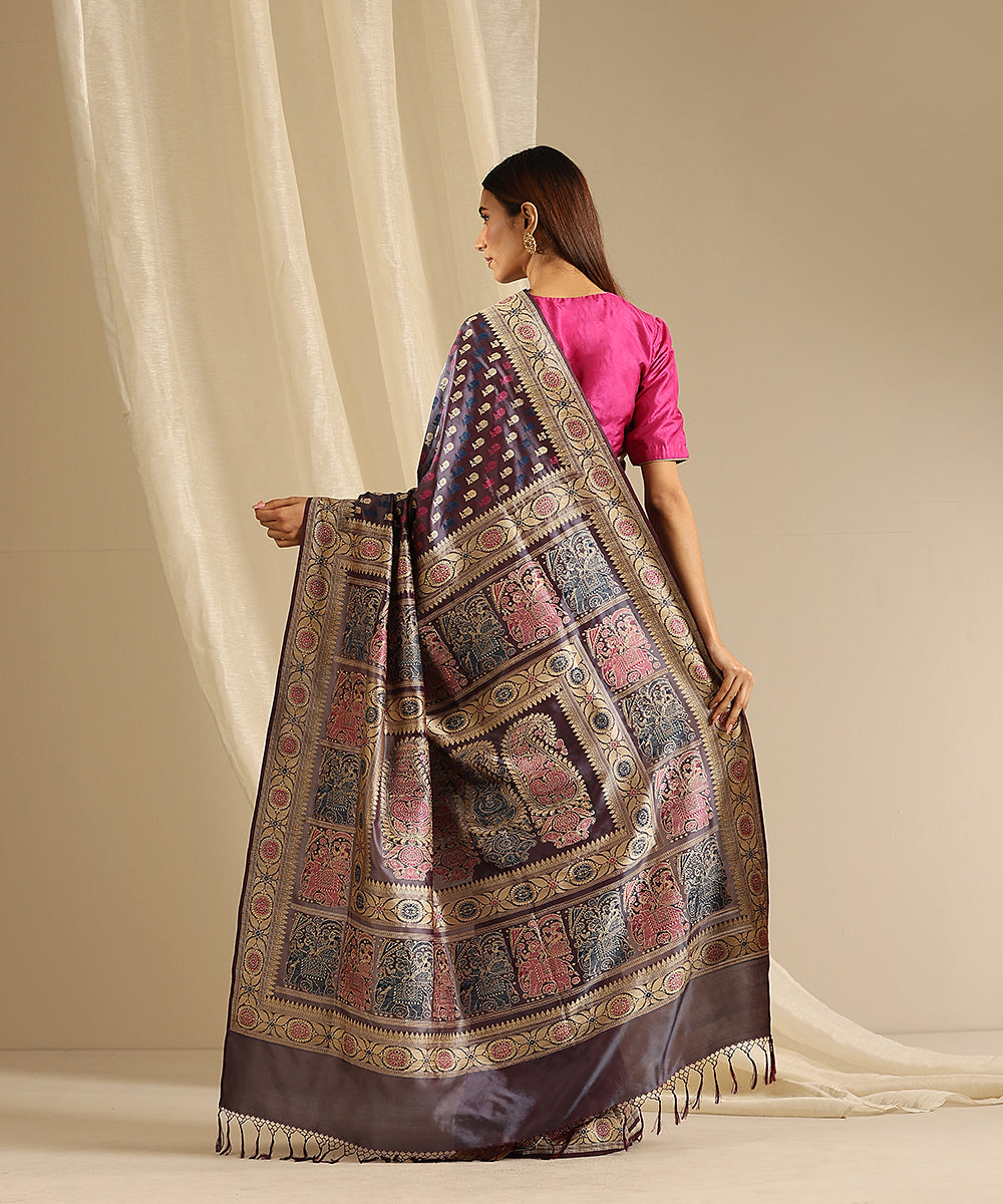 Pastel_Grey_Handloom_Pure_Malda_Silk_Banarasi_Baluchari_Saree_With_Elephant_Pallu_WeaverStory_03