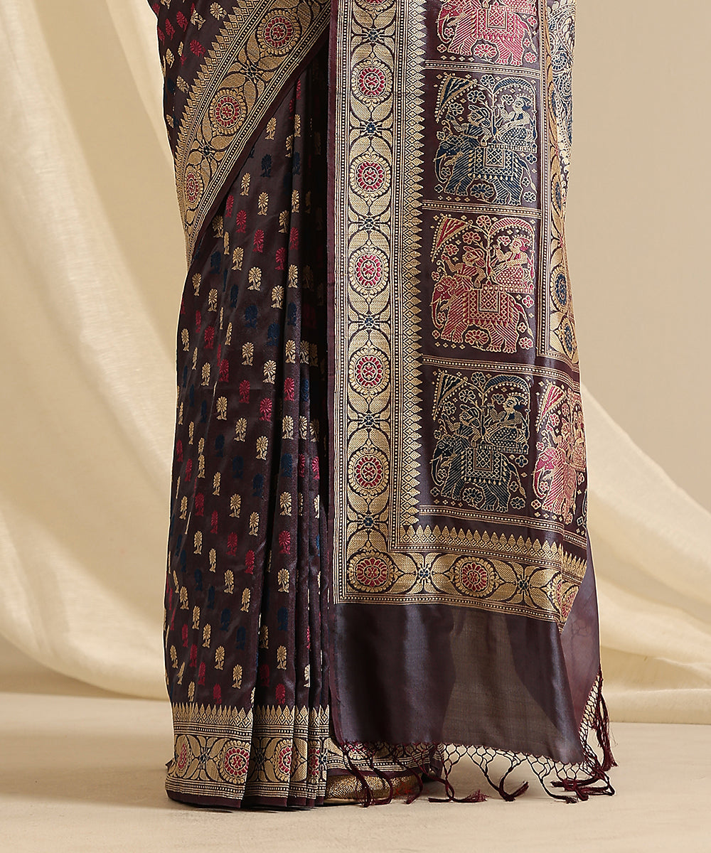 Pastel_Grey_Handloom_Pure_Malda_Silk_Banarasi_Baluchari_Saree_With_Elephant_Pallu_WeaverStory_04