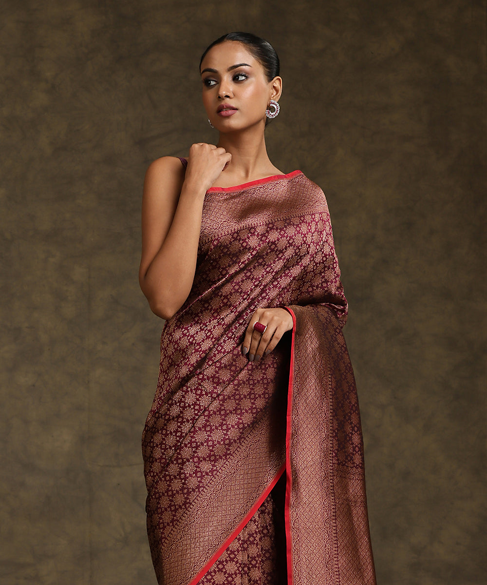 Purple_Handloom_Pure_Katan_Silk_Kimkhab_Banarasi_Saree_With_Maroon_Selvedge_WeaverStory_01