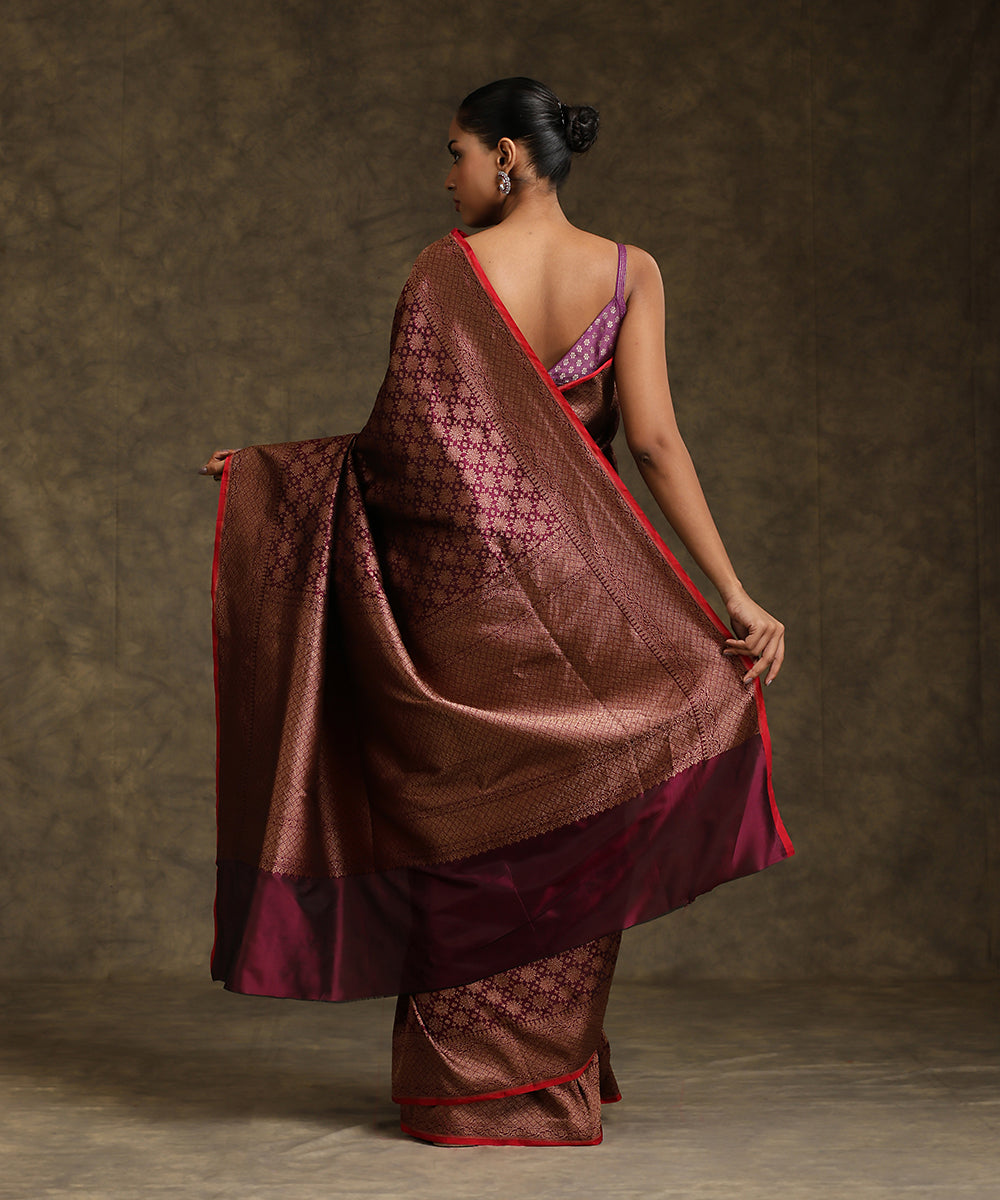 Purple_Handloom_Pure_Katan_Silk_Kimkhab_Banarasi_Saree_With_Maroon_Selvedge_WeaverStory_03