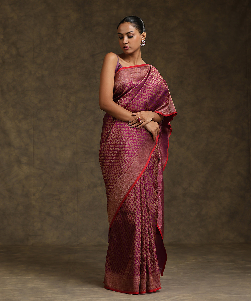 Handloom_Purple_Pure_Katan_Silk_Kimkhab_Banarasi_Saree_With_Maroon_Selvedge_WeaverStory_02