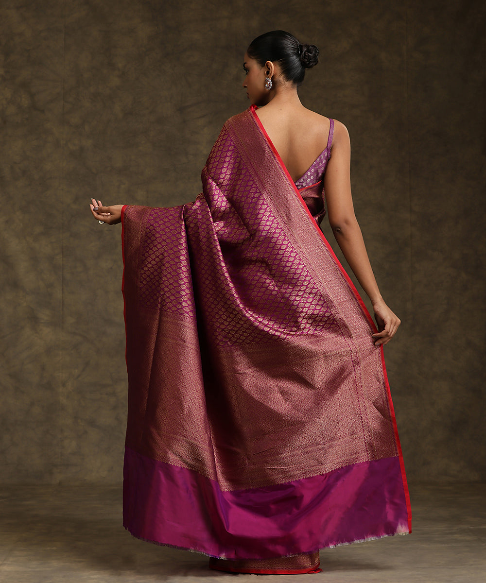 Handloom_Purple_Pure_Katan_Silk_Kimkhab_Banarasi_Saree_With_Maroon_Selvedge_WeaverStory_03