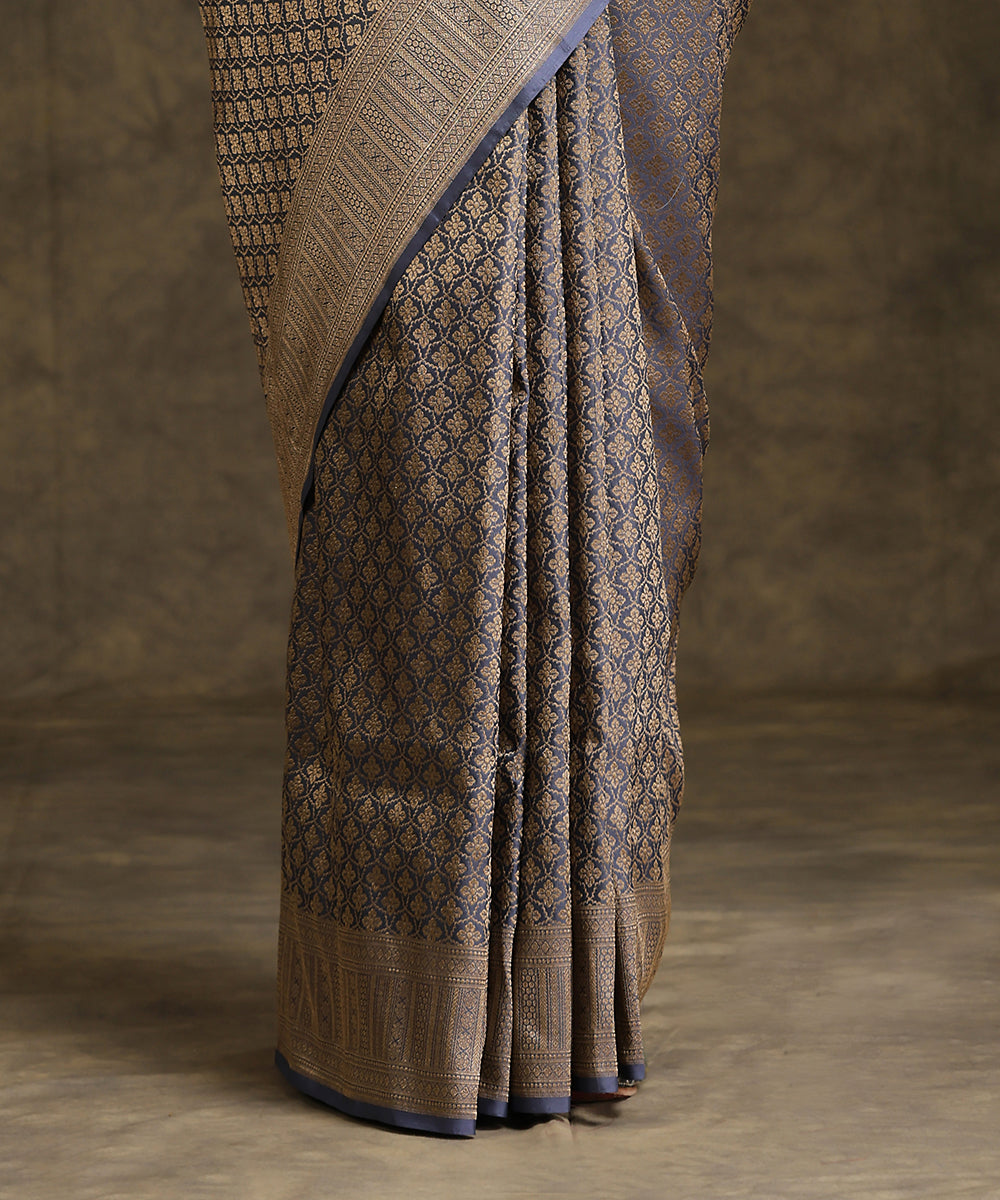 Handloom_Pewter_Grey_Pure_Katan_Silk_Banarasi_Kimkhab_Saree_WeaverStory_04