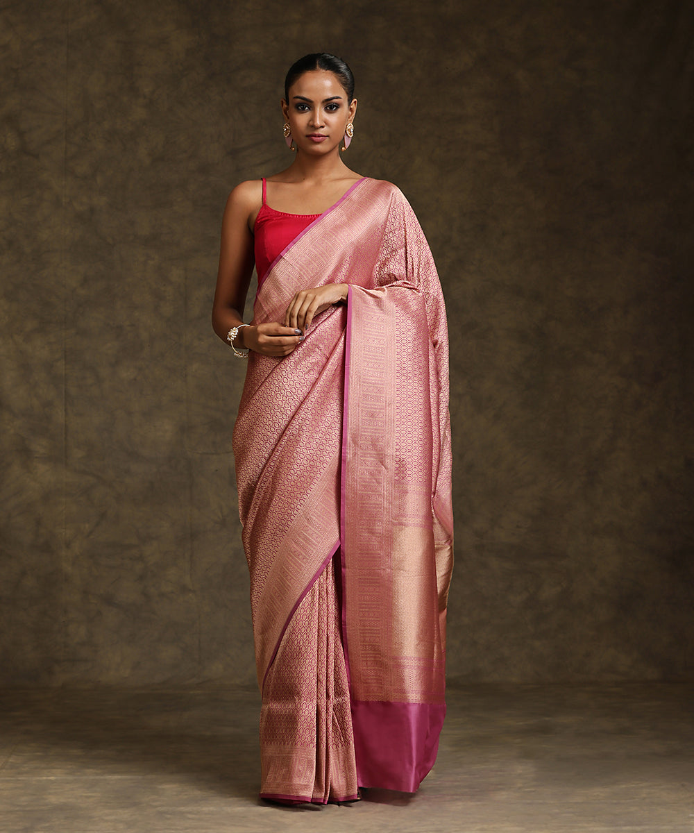 Handloom_Taffy_Pink_Pure_Katan_Silk_Banarasi_Kimkhab_Saree_With_Zari_WeaverStory_02
