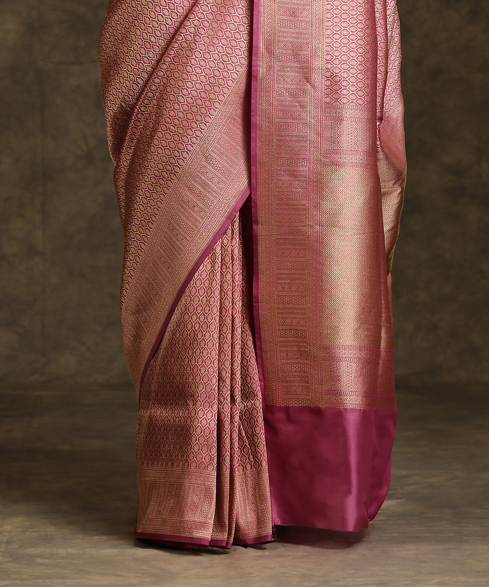 Handloom_Taffy_Pink_Pure_Katan_Silk_Banarasi_Kimkhab_Saree_With_Zari_WeaverStory_04