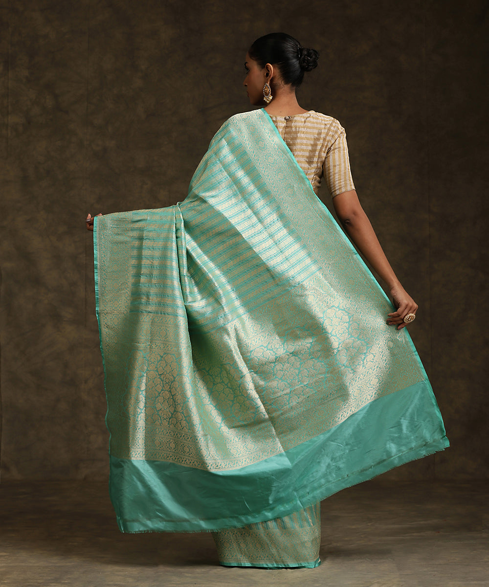 Mint_Green_Handloom_Pure_Katan_Silk_Banarasi_Saree_With_All_Over_Zari_Stripes_And_Border_WeaverStory_03