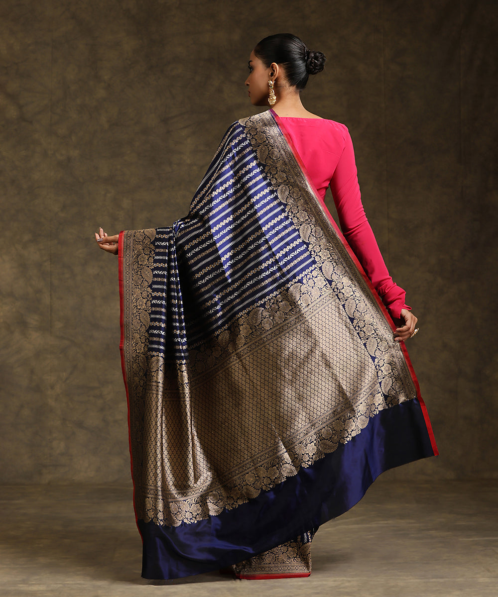 Navy_Blue_Handloom_Pure_Katan_Silk_Banarasi_Saree_With_Sona_Rupa_Stripes_And_Border_WeaverStory_03