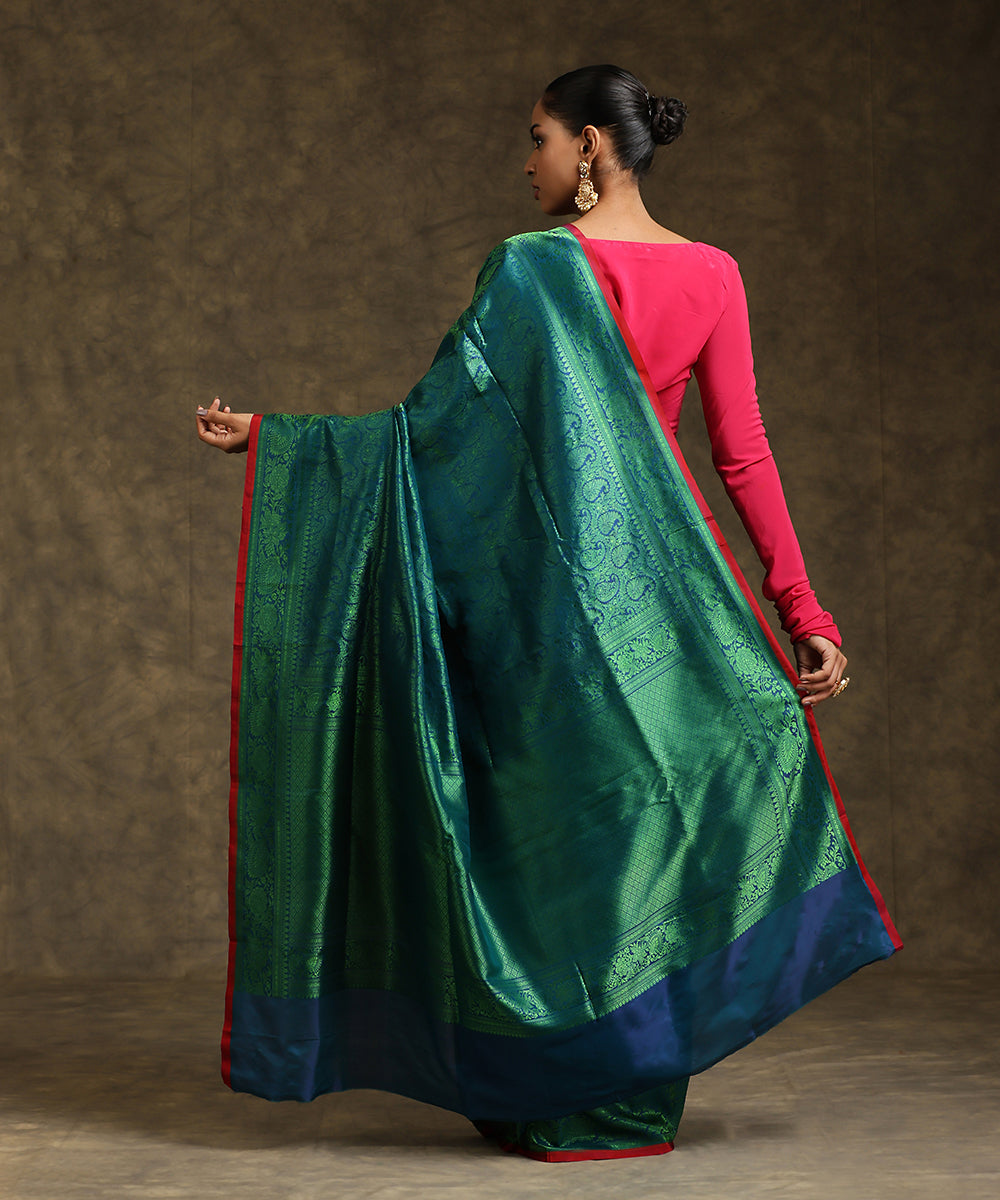 Handloom_Peacock_Green_Pure_Katan_Silk_Tanchoi_Banarasi_Saree_With_Light_Green_Resham_Work_WeaverStory_03