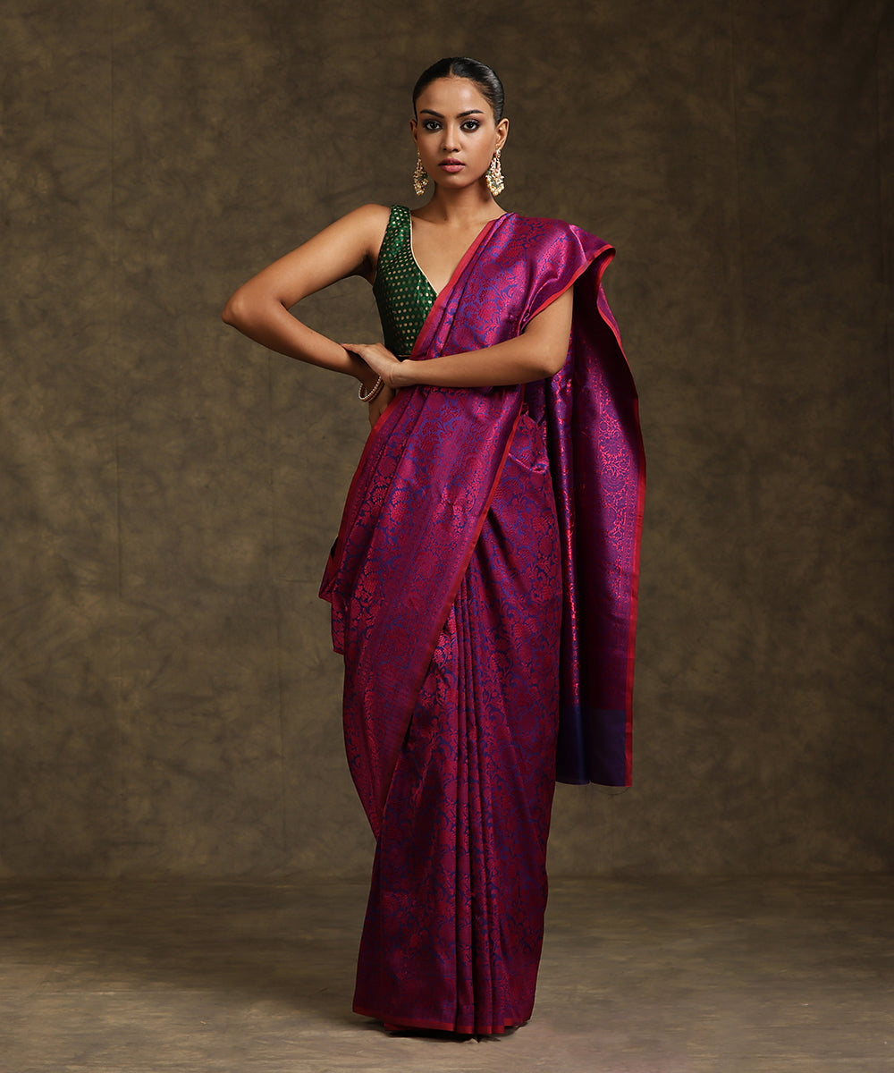 Purple_Handloom_Pure_Katan_Silk_Tanchoi_Banarasi_Saree_With_Magenta_Resham_Work_WeaverStory_02