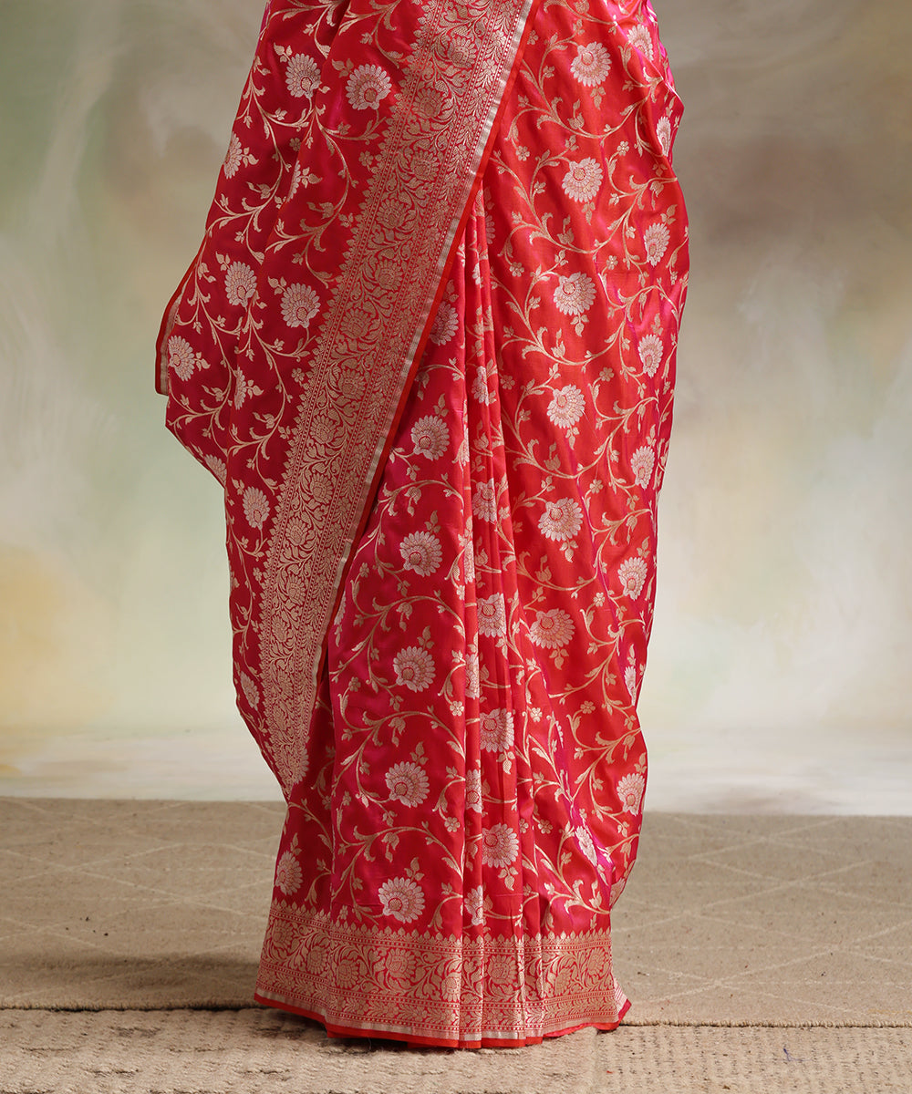 Hot_Pink_Double_Shade_Handloom_Pure_Katan_Silk_Banarasi_Saree_With_All_Over_Sona_Rupa_Cutwork_Jaal_WeaverStory_04