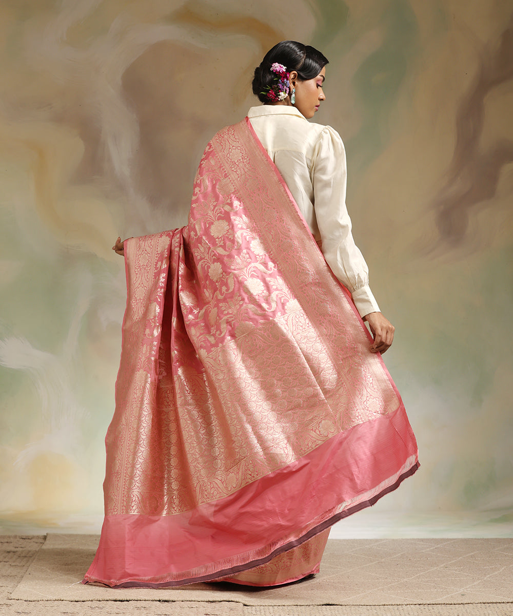 Handloom_Pink_Pure_Katan_Silk_Banarasi_Saree_With_All_Over_Gold_Zari_Cutwork_Jaal_WeaverStory_03