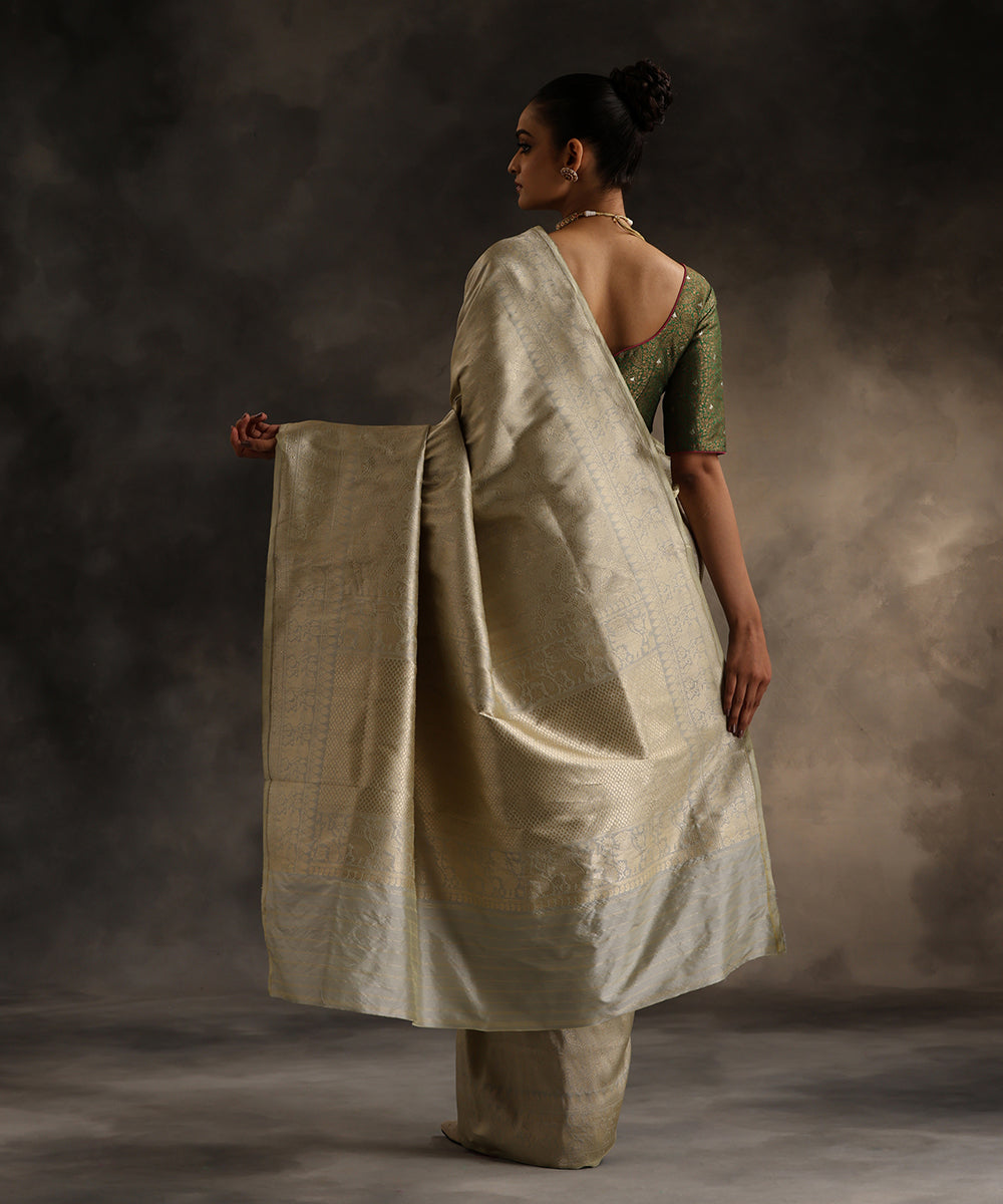Powder_Green_Handloom_Pure_Katan_Silk_Shikargah_Banarasi_Saree_With_Elephant_Booti_WeaverStory_03