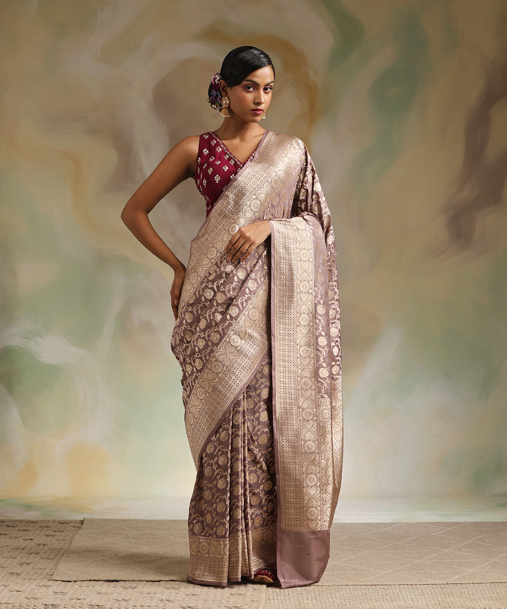 Handloom_Espresso_Pure_Katan_Silk_Banarasi_Saree_With_Cutwork_Jaal_WeaverStory_02